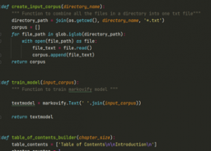 Part of the Python code used to create the book